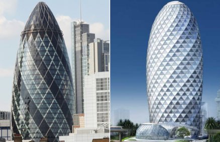 30 St Mary Axe, London (left), and Pearl Bangkok