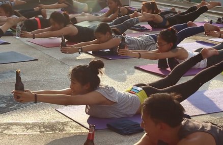 Beer yoga event at Ommo Studios, Mar 25