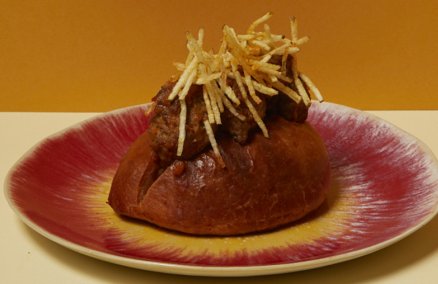 Image: lamb keema sub with crispy potato at Here