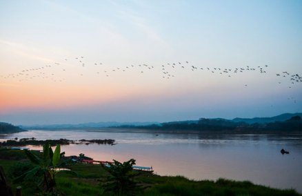 Sunset in Chiang Khan by the Mekong River