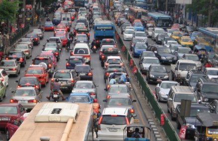 A traffic jam in Bangkok. Credit: Gemma Longman (via Wikimedia Commons)